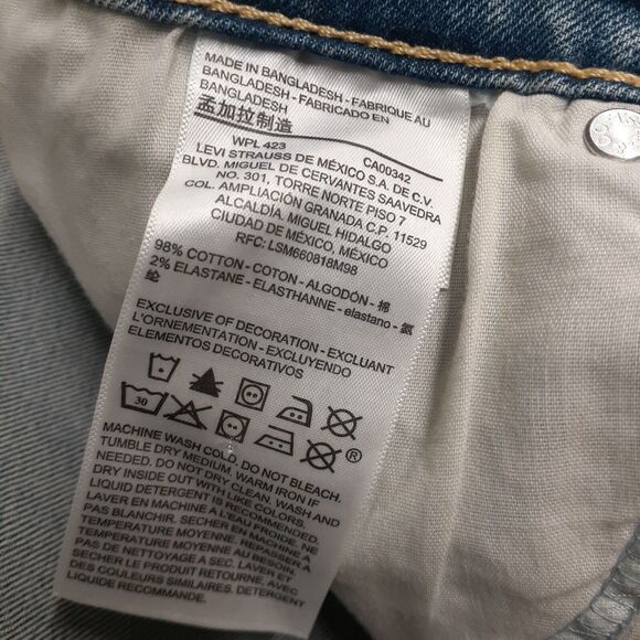 Levi's Denizen Distressed Cut Off Denim Shorts Stretch Blue Women Sz 14 NWT - Picture 7 of 10